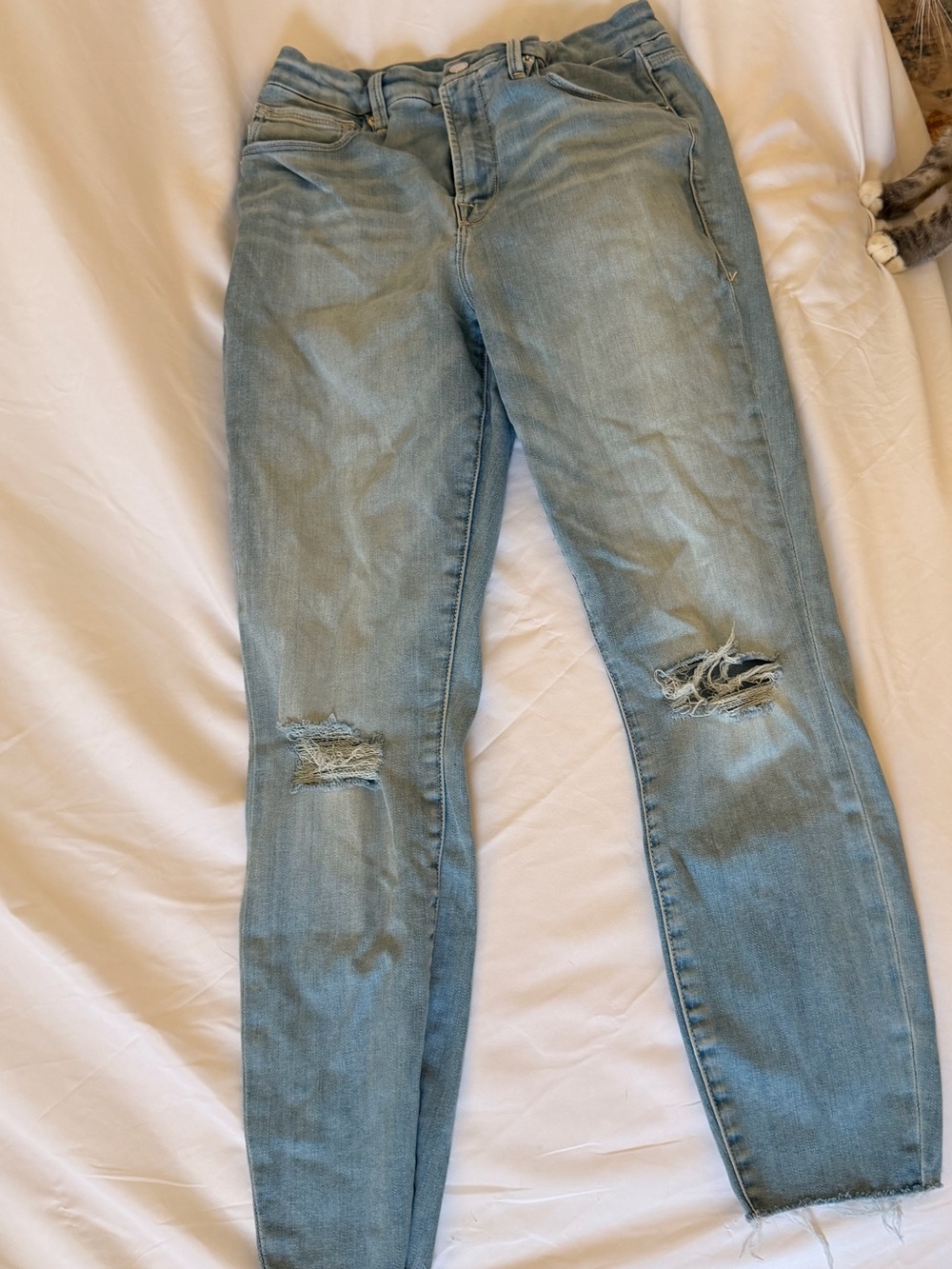 Good American Light Blue Distressed Skinny Jeans